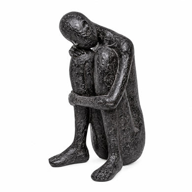 Escultura Figura Sentada Pensativa H 30cm
