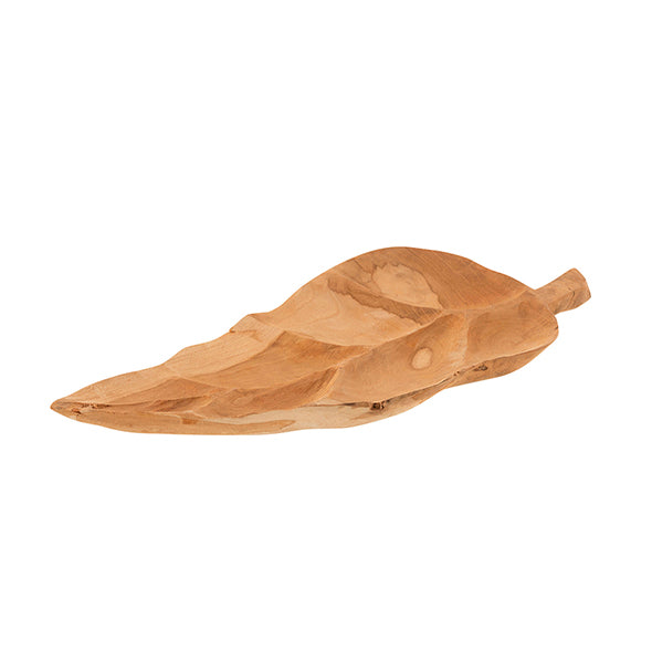 Centro de Mesa Folha Em Madeira Teka 52x19cm