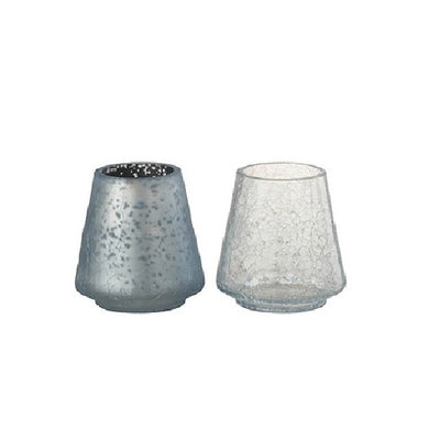 Castiçal Cônico Craquelado Azul 10cm Ass2