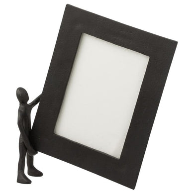 Porta Retrato Com Figura Segurando Moldura Em Aluminio