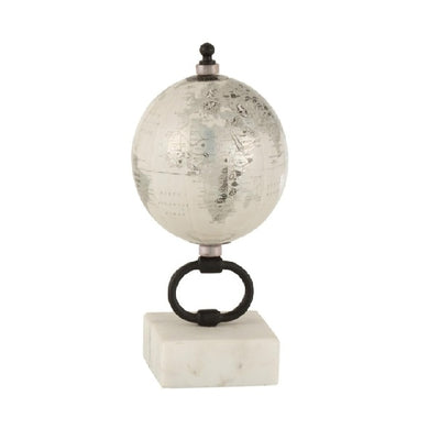 Globo Prata C/ Base Em Marmore 20cm