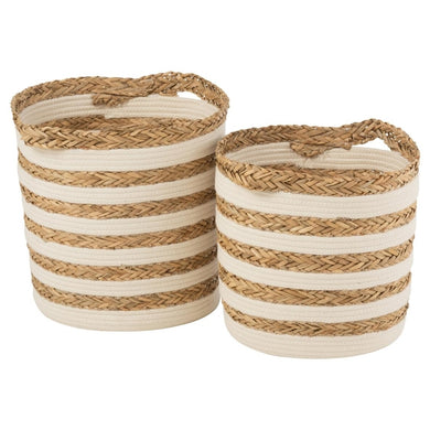 Jg. 2 Cestas Em Fibra 40x35cm 41x38cm