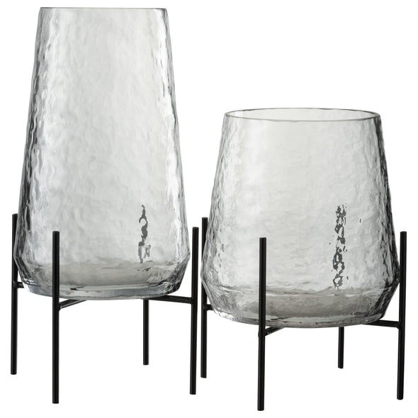 Vaso Em Vidro Maetelado C/ Suporte 26cm