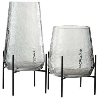 Vaso Em Vidro Maetelado C/ Suporte 26cm
