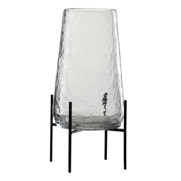 Vaso Em Vidro Martelado C/ Suporte 32cm