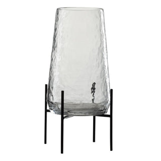 Vaso Em Vidro Martelado C/ Suporte 32cm