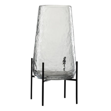 Vaso Em Vidro Martelado C/ Suporte 32cm