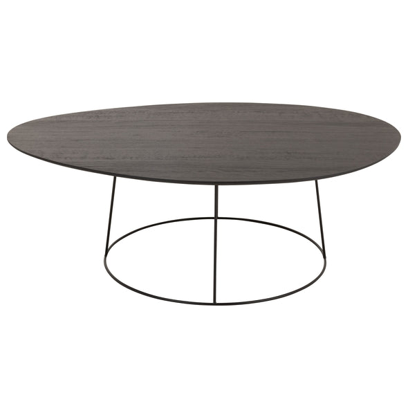 Mesa de Centro Oval Em Madeira C/ Suporte Em Metal 121x80x40