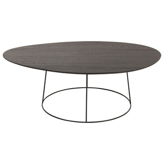 Mesa de Centro Oval Em Madeira C/ Suporte Em Metal 121x80x40