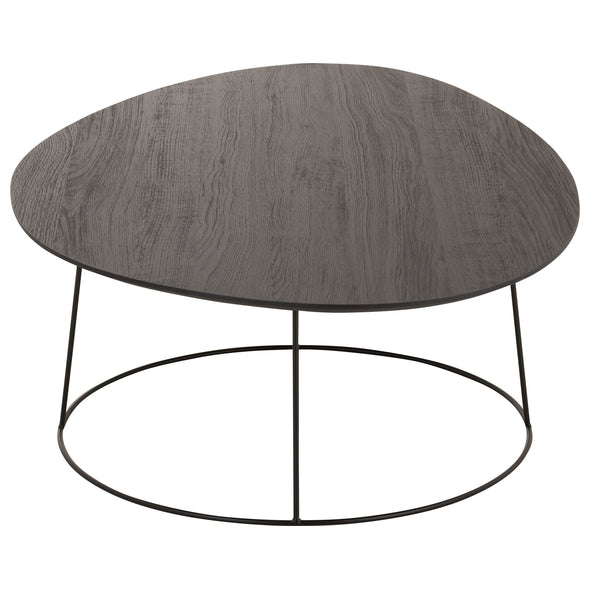 Mesa de Centro Oval Em Madeira C/ Suporte Em Metal 121x80x40