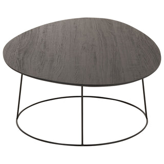 Mesa de Centro Oval Em Madeira C/ Suporte Em Metal 121x80x40