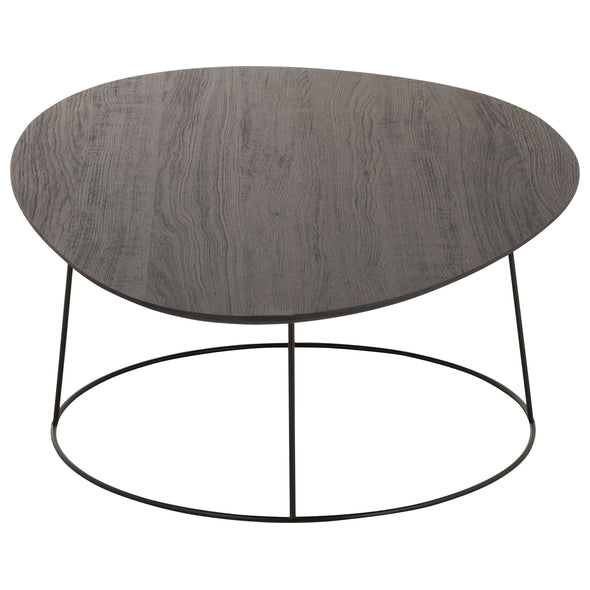 Mesa de Centro Oval Em Madeira C/ Suporte Em Metal 121x80x40