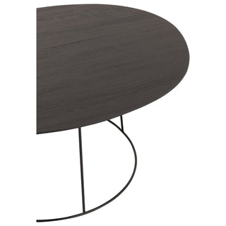 Mesa de Centro Oval Em Madeira C/ Suporte Em Metal 121x80x40