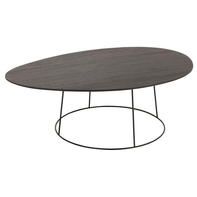 Mesa de Centro Oval Em Madeira C/ Suporte Em Metal 121x80x40