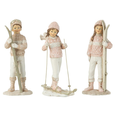 Escultura Criancas Ski 22cm Ass3