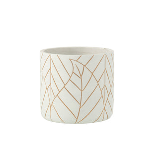 Cachepot Folha Branco/dourado 16x14cm