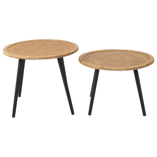 Jg. 2 Mesas Laterais Em Bamboo Natural 68x40 68x57cm