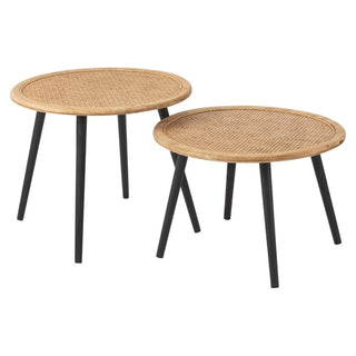 Jg. 2 Mesas Laterais Em Bamboo Natural 68x40 68x57cm