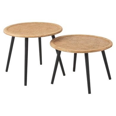 Jg. 2 Mesas Laterais Em Bamboo Natural 68x40 68x57cm