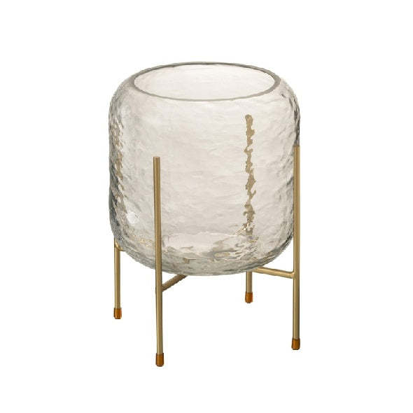 Vaso Em Vidro Maetelado C/ Suporte 23cm