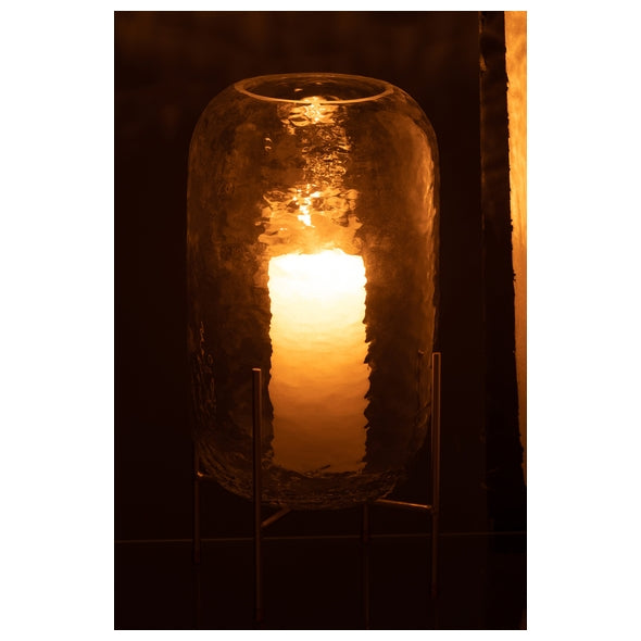 Vaso Em Vidro Maetelado C/ Suporte 37cm