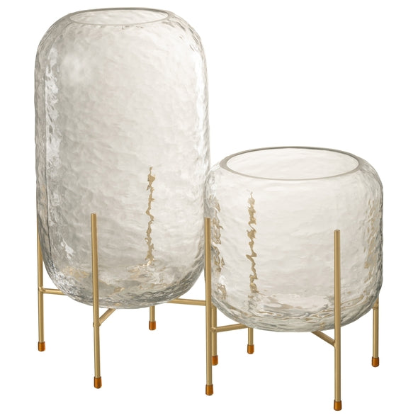 Vaso Em Vidro Maetelado C/ Suporte 37cm