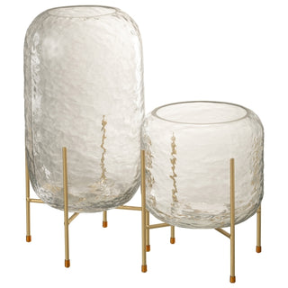 Vaso Em Vidro Maetelado C/ Suporte 37cm