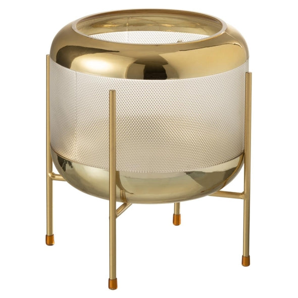 Vaso Patt Transp/dourado C/ Suporte 21cm