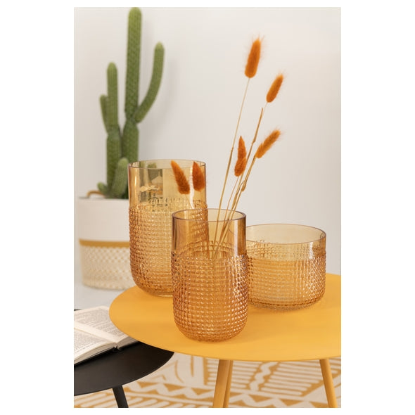 Vaso Pattern Ambar Em Vidro 18cm
