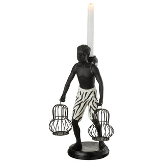 Escultura Homem Segurando Cestas 32cm