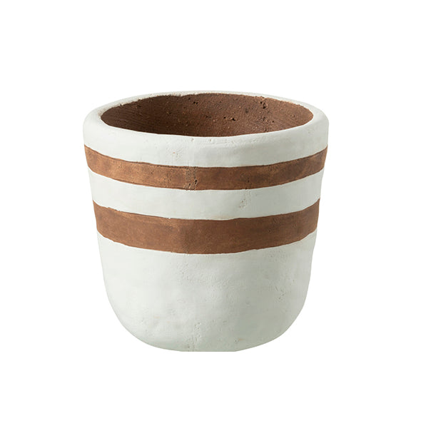 Cachepot Kenia Branco/marrom 14cm
