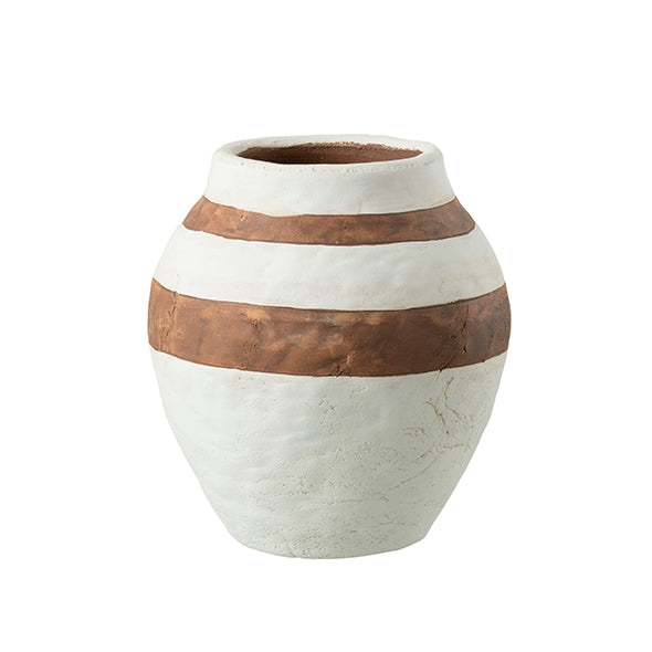 Vaso Kenia Branco/marrom 20x23cm