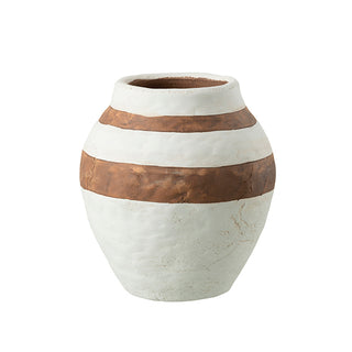 Vaso Kenia Branco/marrom 20x23cm