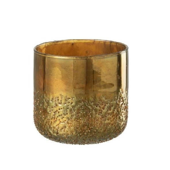 Vaso Mirror Dourado Em Vidro 14cm