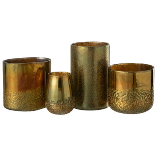 Vaso Mirror Dourado Em Vidro 20cm