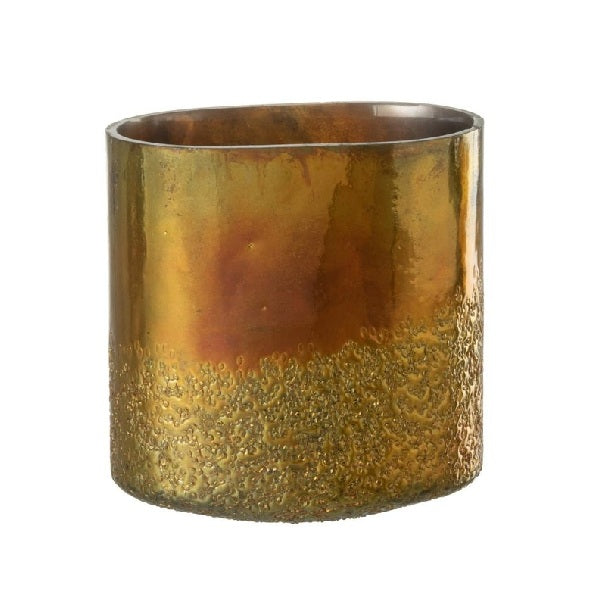 Vaso Mirror Dourado Em Vidro 20cm