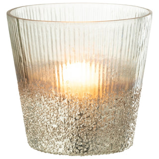 Vaso Ribbed Prata Em Vidro 17cm