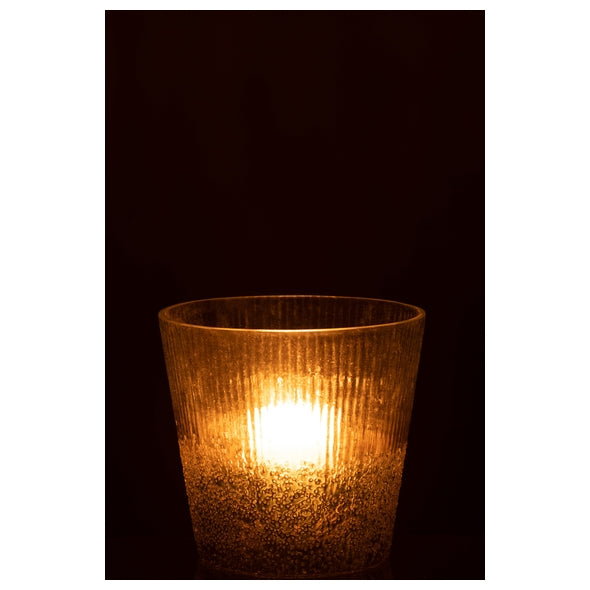 Vaso Ribbed Prata Em Vidro 17cm