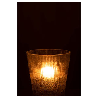 Vaso Ribbed Prata Em Vidro 17cm