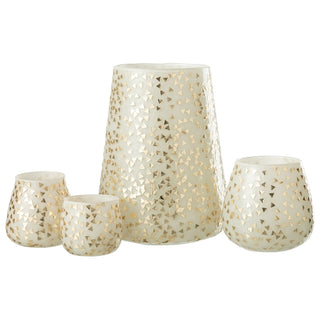 Vaso Triangle Bco/dourado 23cm