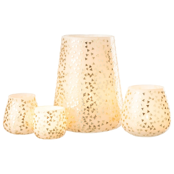 Vaso Triangle Bco/dourado 23cm