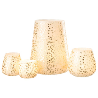 Vaso Triangle Bco/dourado 23cm