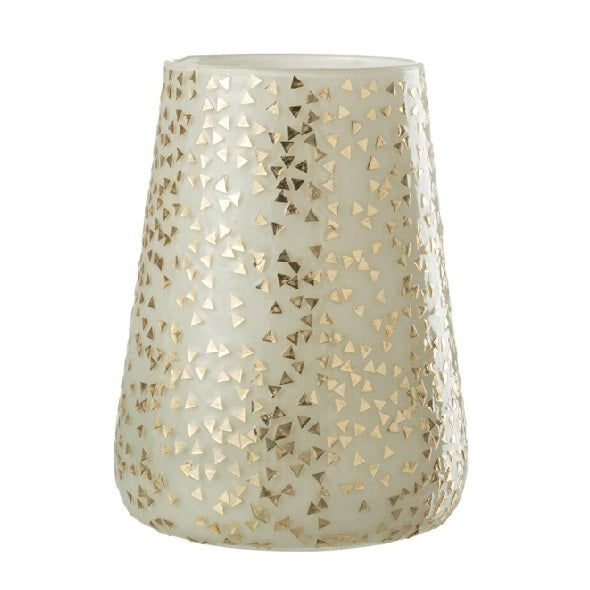 Vaso Triangle Bco/dourado 23cm