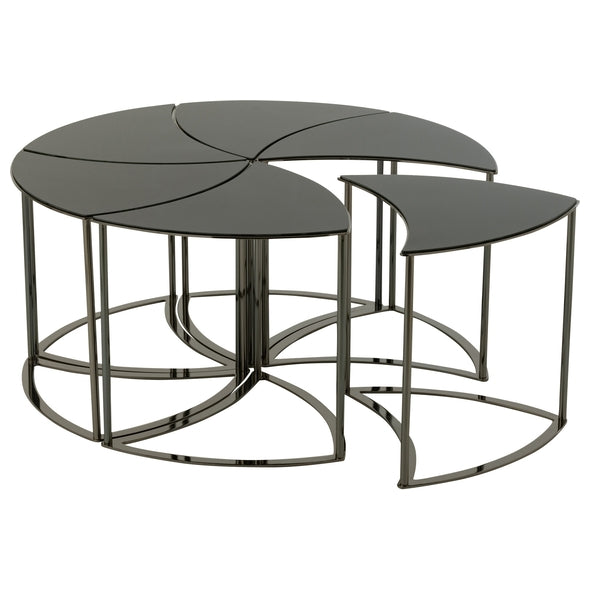 Jg. 6 Mesas Tornado Em Metal/vidro 100x48cm