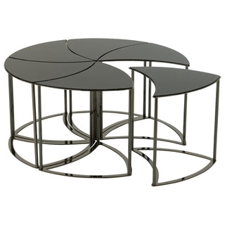 Jg. 6 Mesas Tornado Em Metal/vidro 100x48cm