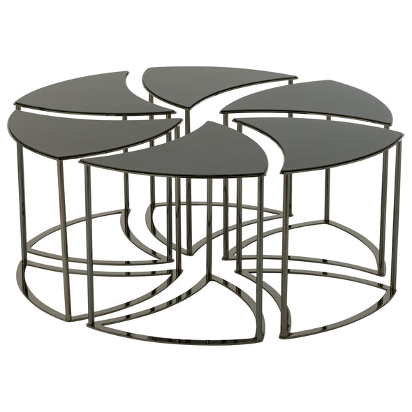 Jg. 6 Mesas Tornado Em Metal/vidro 100x48cm