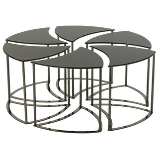 Jg. 6 Mesas Tornado Em Metal/vidro 100x48cm