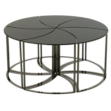 Jg. 6 Mesas Tornado Em Metal/vidro 100x48cm