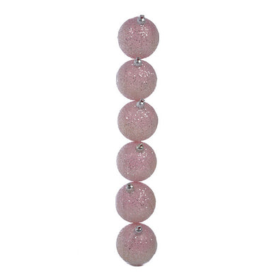 Jg. 6 Bolas de Natal Gliter Rosa 6cm