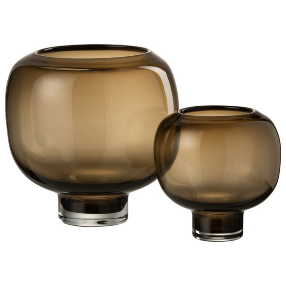 Vaso Marrom Em Vidro 20cm